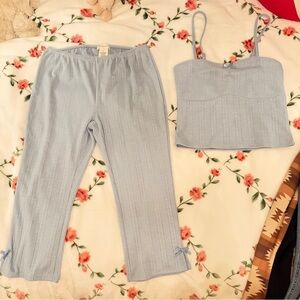 Light Blue Women's Capris and Top Set
